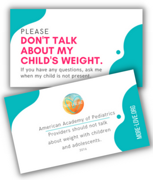 Don't talk about my child's weight cards
