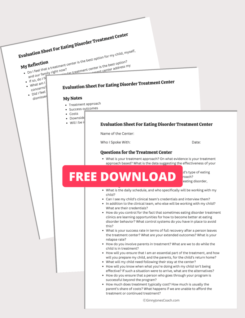 Free download Evaluation Sheet For Eating Disorder Treatment Center