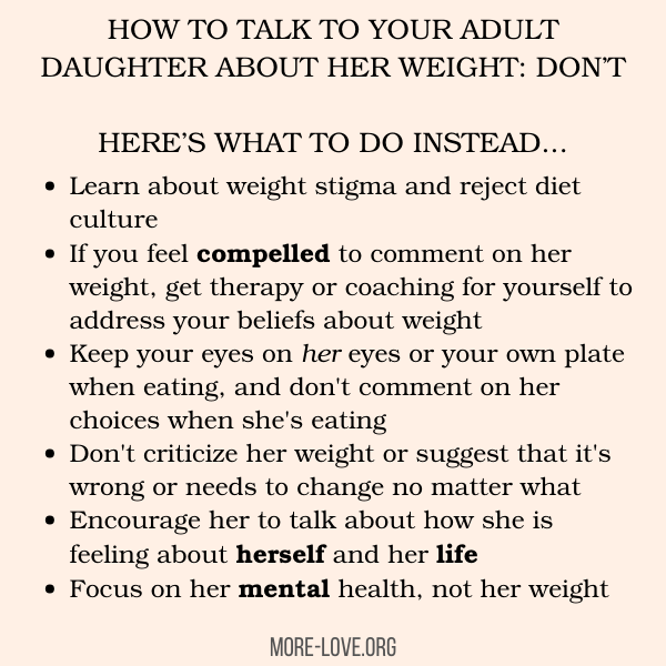 How to talk to your adult daughter about her weight