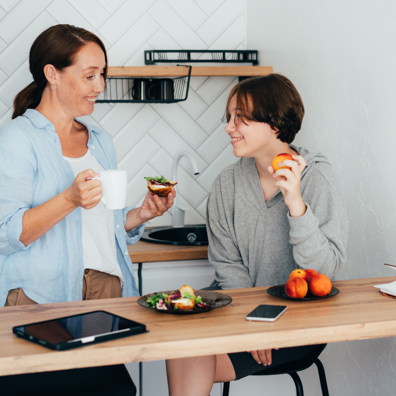 Parent talking to teen about eating disorder confidently
